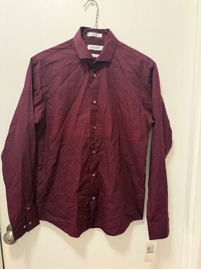 Calvin Klein Men's Deep Wine Button-Up Dress Shirt